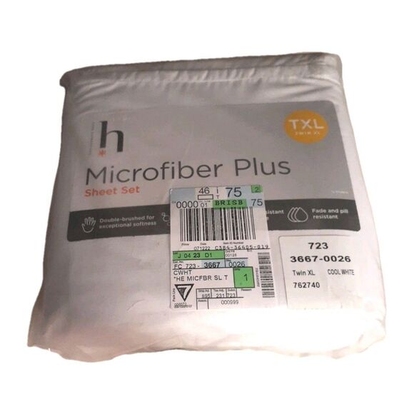 txl sheet set Home Expressions Microfiber plus Sheets Twin XL cool white new - Picture 1 of 5
